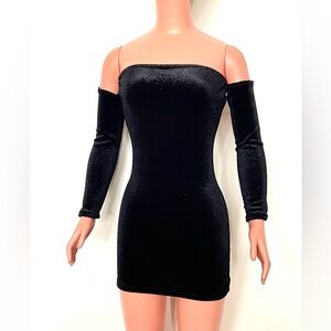 Shiny Black Velvet Mini Dress for My Size Barbie Doll 36". Length: Short. New
